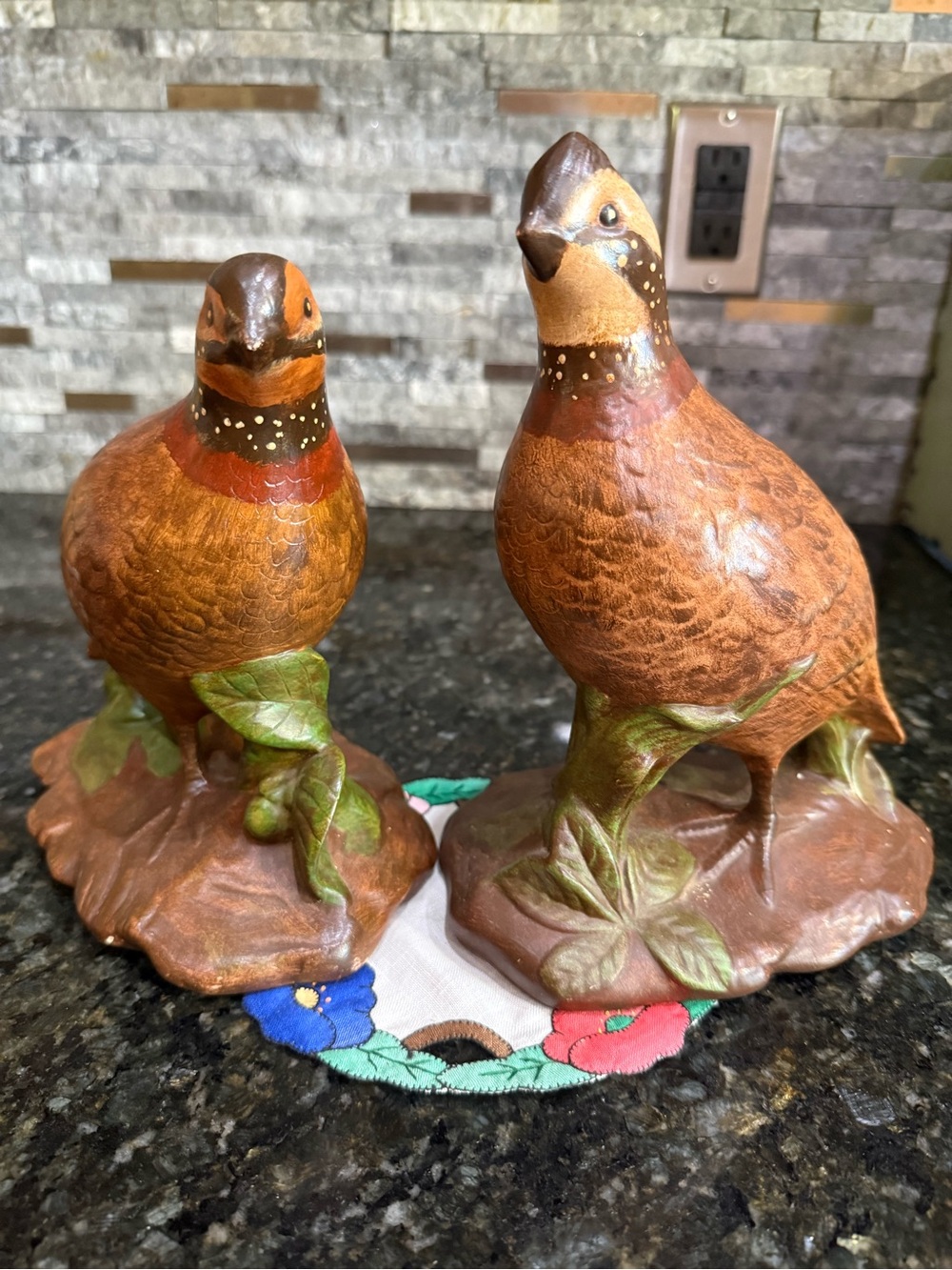 Vintage Cottage Core Ceramic Handpainted Large Quail/Grouse Figures